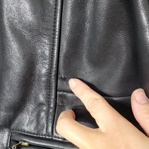Oscar Leopold Leather Jacket Full Zip Black Lined Zip Pockets Vintage Size Small - Picture 9 of 16